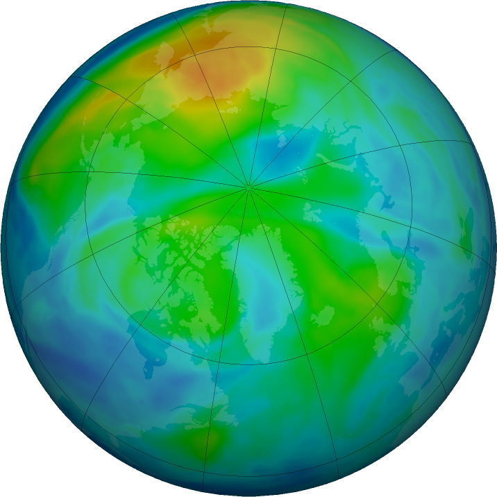 Arctic ozone map for 01 November 2016